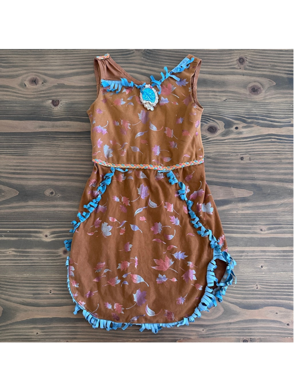 Disney Pocahontas Costume Girls Size 4 Brown Blue Halloween Dress Outfit